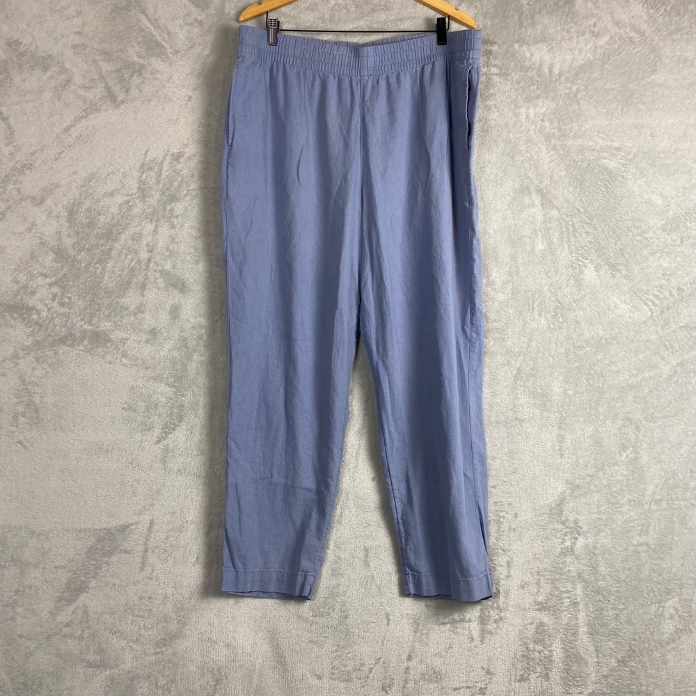Old Navy High-Rise Straight Linen Blend Pants Mount Blue XL Tall Comfy